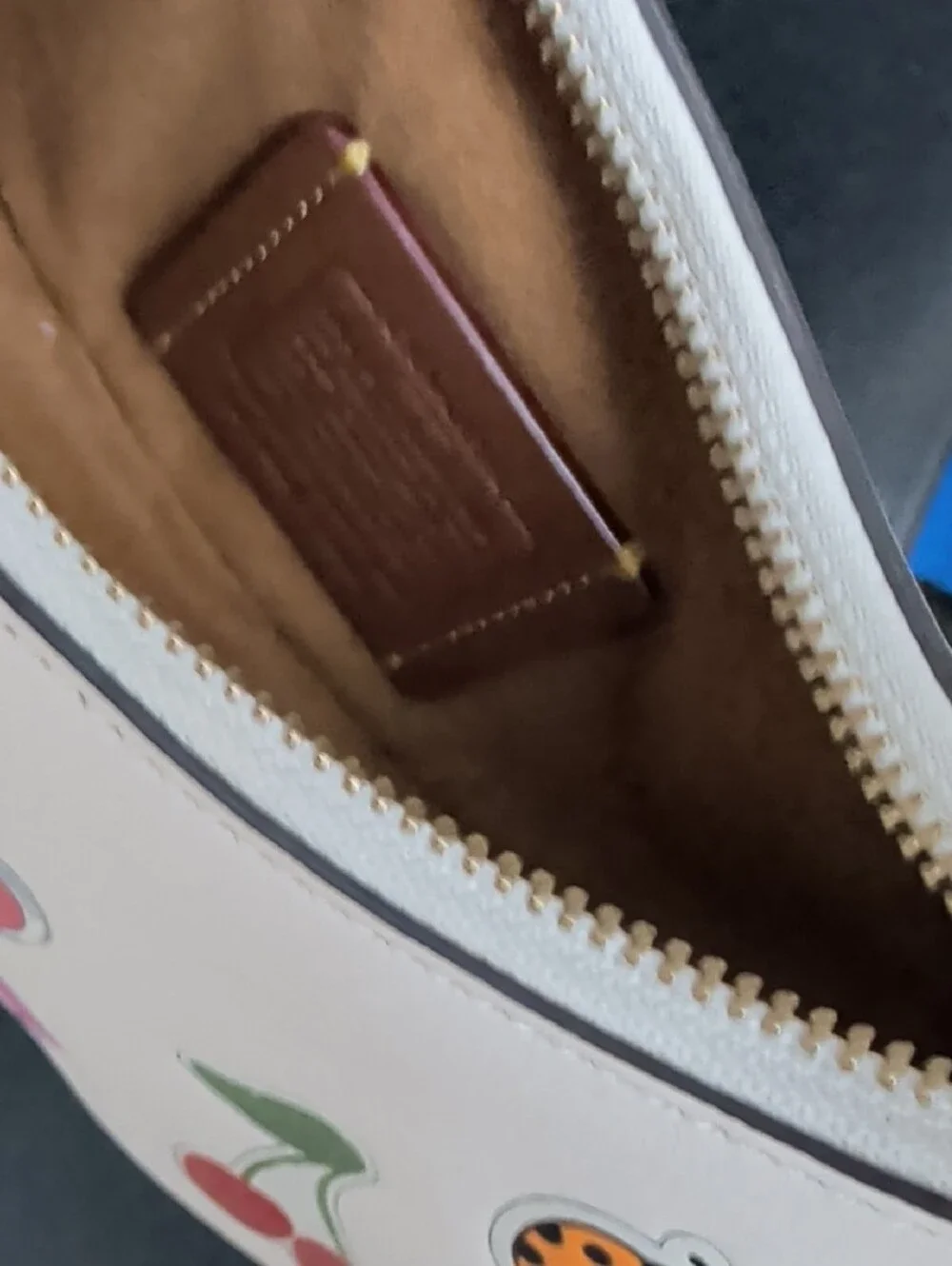 Cream Mini Crescent Crossbody Bag with Playful Patch Motifs